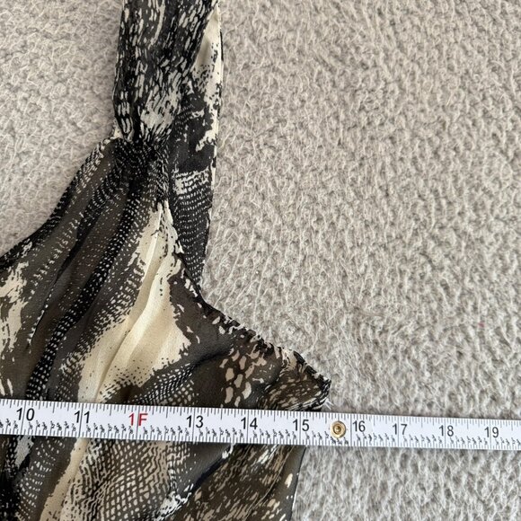 Tara Jarmon Silk Dress Ruffle Gathered Cream Black Designer - Picture 2 of 10